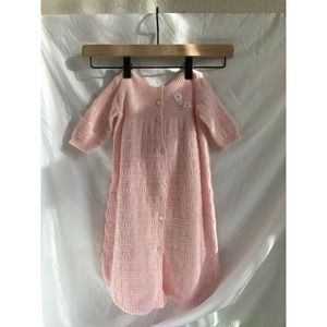 vintage hooded pink knit closed-bottom one piece